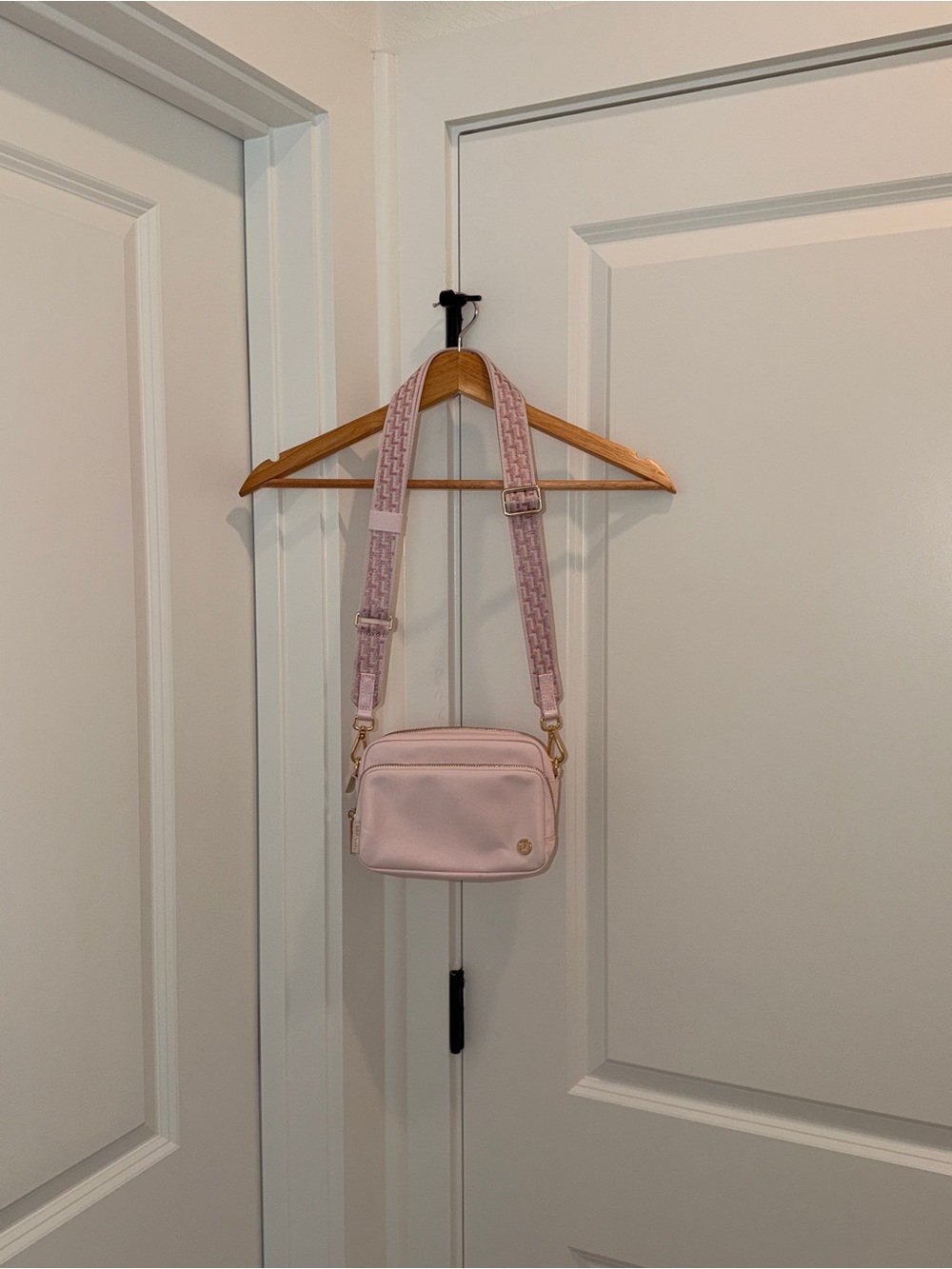 lululemon athletica Light Pink Crossbody Bag with Patterned Strap